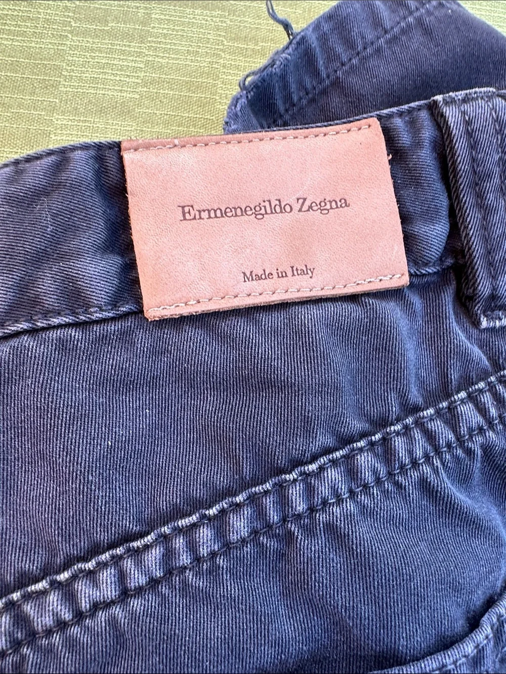 Ermenegildo Zegna Navy Blue Cotton Chinos
